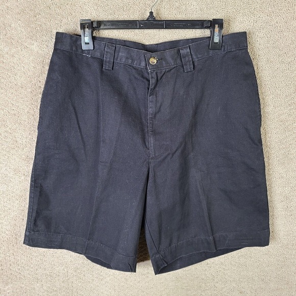 Haggar Shorts Mens 34 Black Chino Classic Fit Flat Front‎ Essential Cotton NEW - Picture 1 of 8